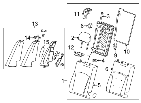 2013 Chevrolet Malibu Rear Seat Components Bolster Diagram for 20931498
