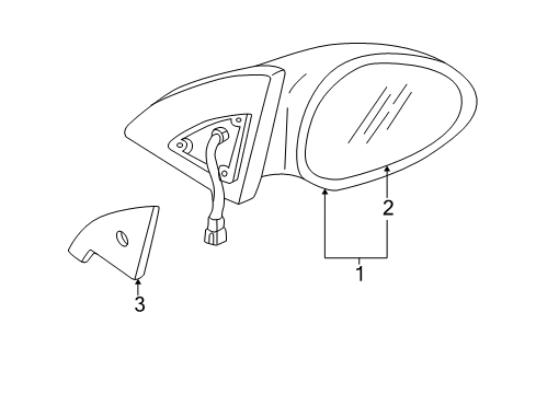2003 Kia Spectra Outside Mirrors Outside Rear View Mirror & Holder Assembly, Left Diagram for 876112D000