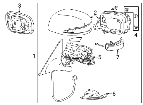 2010 Lexus GS450h Outside Mirrors Clip Diagram for 87917-3A060