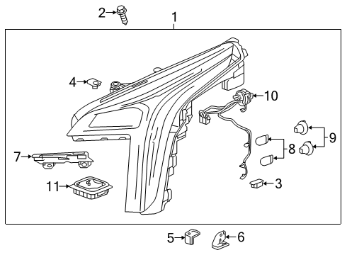 2019 Cadillac XT4 Headlamps Headlamp Assembly Upper Bracket Diagram for 23421568