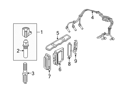 2004 Lincoln Aviator Powertrain Control Plug Wire Set Diagram for 3C5Z-9D930-AA