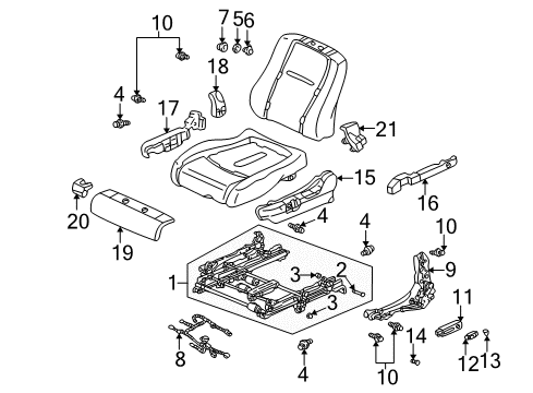 2000 Honda Accord Tracks & Components Cover, L. Reclining *NH284L* (LIGHT QUARTZ GRAY) Diagram for 81638-S87-A50ZA