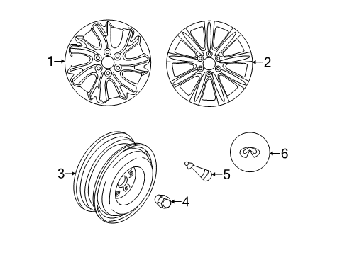 2011 Infiniti QX56 Wheels, Covers & Trim Aluminum Wheel Diagram for D0300-1LB4A