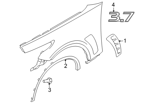 2009 Infiniti FX35 Exterior Trim - Fender Duct-Front Fender, RH Diagram for 63824-1CB0A