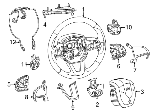 2017 Dodge Durango Steering Column & Wheel, Steering Gear & Linkage, Shaft & Internal Components, Shroud, Switches & Levers Wiring-Steering Wheel Diagram for 68240475AA