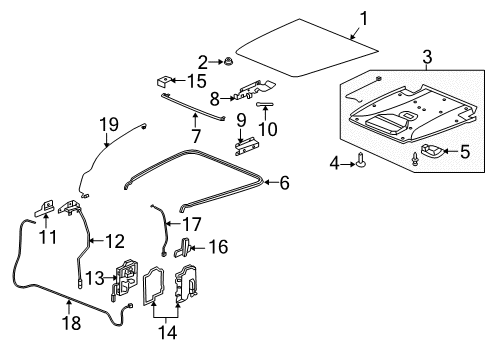 2006 Chevrolet SSR Rear Compartment Strut-Rear Compartment Lid Diagram for 15835797