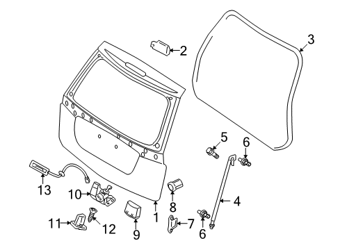 2008 Kia Rondo Lift Gate Lifter Assembly-Tail Gate Diagram for 817801D010