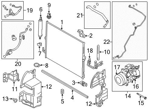 2017 Infiniti QX50 Air Conditioner Seal-Condenser, Side Diagram for 92185-3WU1A