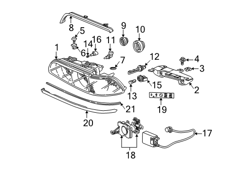 2000 BMW 540i Bulbs Headlight Front Right Diagram for 63128386560