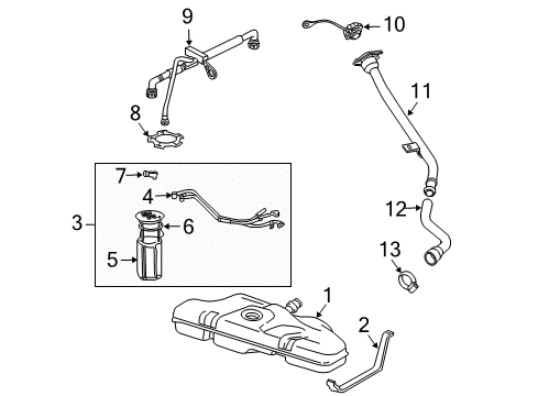 2001 Chevrolet Cavalier Fuel Supply Filler Pipe Diagram for 22615851