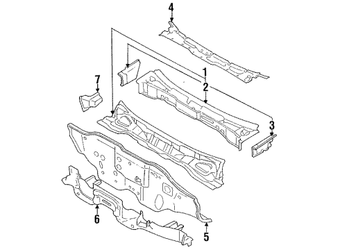 1990 Nissan Maxima Cowl Dash-Lower Diagram for 67300-85E30