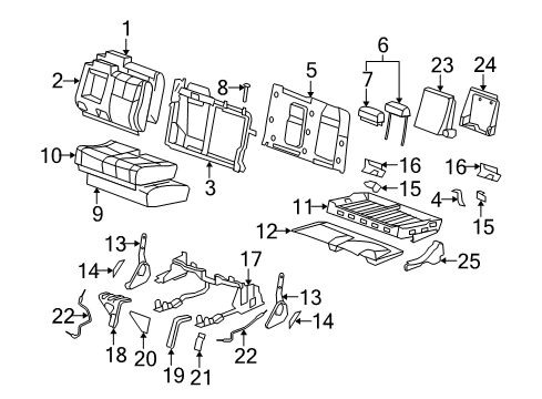 2007 Chevrolet Avalanche Rear Seat Components Hinge Cover Diagram for 15872750