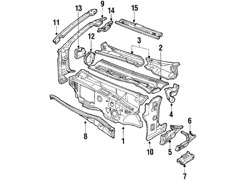 1986 Oldsmobile Toronado Cowl REINFORCEMENT, Front Body Hinge Pillar Diagram for 20375209