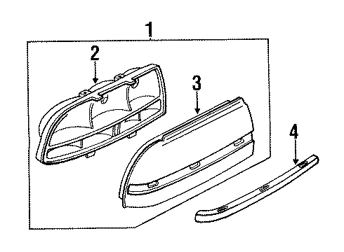 1990 Pontiac Sunbird Tail Lamps Lens Diagram for 16508410