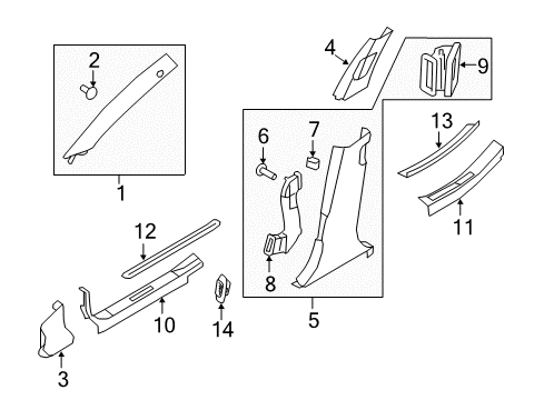 2016 Kia K900 Interior Trim - Pillars, Rocker & Floor GROMMET-Pillar Duct Diagram for 970703T000BNH