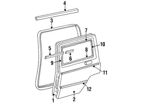 1991 Jeep Cherokee Rear Door & Components, Exterior Trim Door-Door Outer Repair Diagram for 55235970AA
