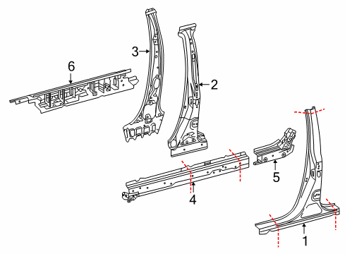 2016 Lexus RX450h Center Pillar & Rocker Reinforce Sub-Assembly, Center B Diagram for 61038-0E904