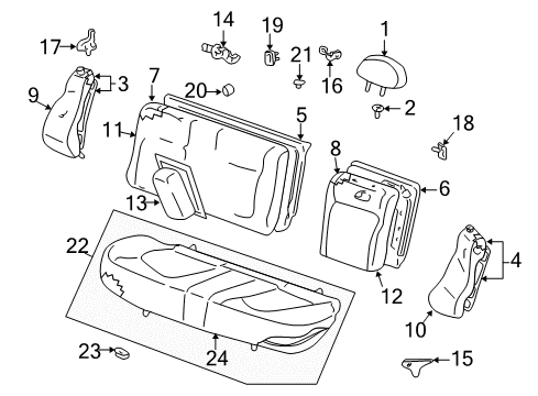 2005 Hyundai XG350 Rear Seat Components Guide Assembly-Headrest Without Lever Diagram for 88722-25000-LK