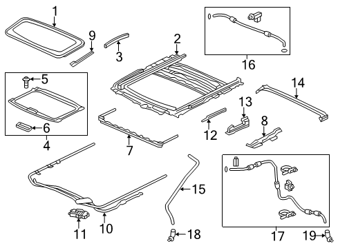 2011 Honda Odyssey Sunroof Screw, Tapping (4X10) (Po) Diagram for 70617-TK8-A01