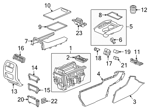 2017 Honda Ridgeline Center Console Box Assy, Console Diagram for 83413-TG7-A03