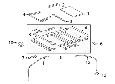 2017 Lexus LS460 Sunroof Housing Sub-Assy, Sliding Roof Diagram for 63203-50060