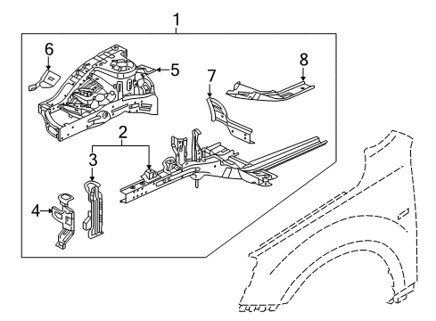 2020 Kia Cadenza Structural Components & Rails Bracket Assembly-FEM Mounting Diagram for 64423F6000