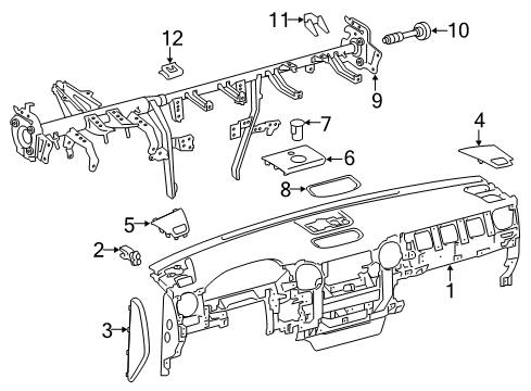 2018 Toyota Tundra Cluster & Switches, Instrument Panel Reinforce Beam Stay Diagram for 55328-08090