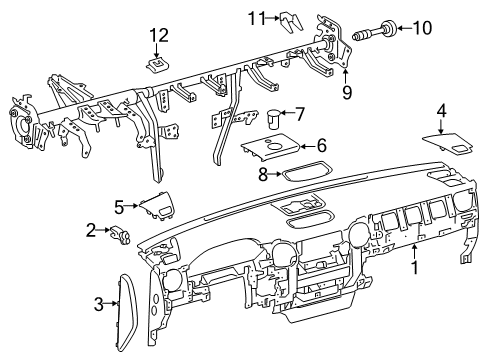 2014 Toyota Tundra Cluster & Switches, Instrument Panel Reinforce Beam Stay Diagram for 55328-22060