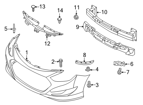 2014 Hyundai Sonata Front Bumper Front Bumper Cover, Upper Diagram for 86512-4R000