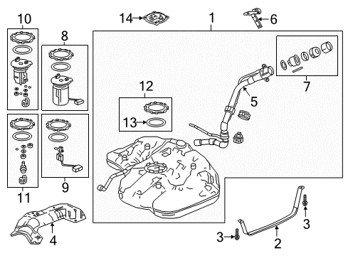 2019 Honda Accord Fuel Injection Protector, Fuel Tank Diagram for 17518-TVA-A10