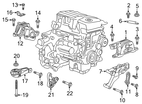 2022 Chevrolet Malibu Engine & Trans Mounting Mount Bracket Diagram for 22937294