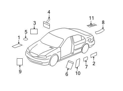 2014 Acura ILX Information Labels Label, Battery Wh Rating Diagram for 1D496-RW0-000