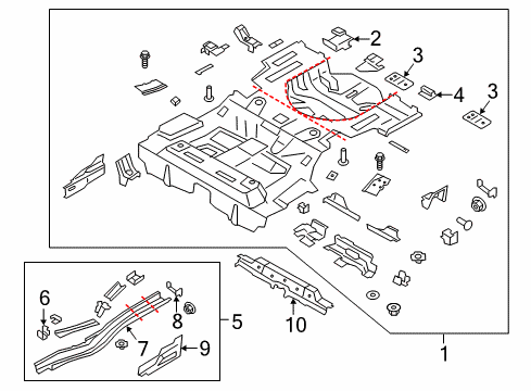 2020 Ford Fusion Rear Floor & Rails Front Crossmember Diagram for HG9Z-5410692-A