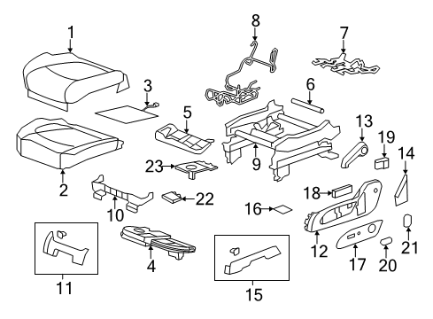 2009 GMC Acadia Front Seat Components Front Cover Diagram for 22914485