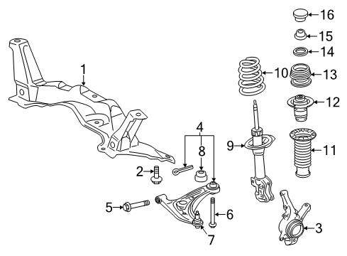 2015 Toyota Yaris Front Suspension Components, Lower Control Arm, Stabilizer Bar Strut Diagram for 48510-0DA31