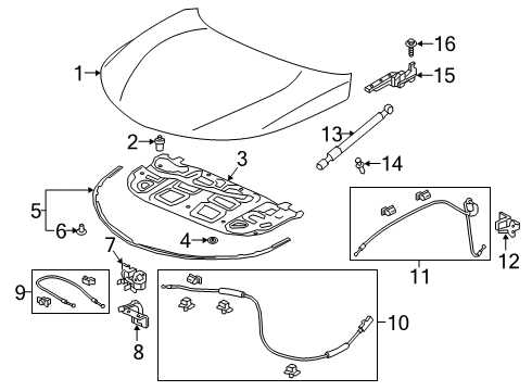 2020 Acura RDX Hood & Components Wire Assembly, Front Hood Diagram for 74131-TJB-A01