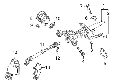 2019 Toyota Corolla Steering Column Assembly Column Sub-Assembly ELE Diagram for 4520A-12160