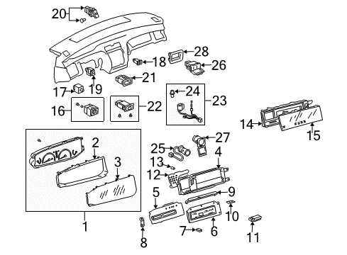 2001 Toyota Avalon Switches Upper Plate Diagram for 83255-07050