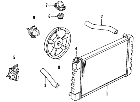 1989 Oldsmobile Cutlass Ciera Cooling System, Radiator, Water Pump, Cooling Fan Fan Kit, Electric Cooling Diagram for 22089280