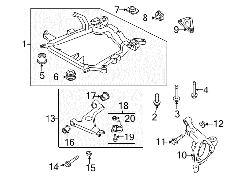 2008 Saturn Astra Front Suspension Components, Lower Control Arm, Stabilizer Bar Lower Control Arm Diagram for 24454478