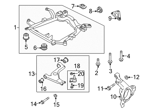 2008 Saturn Astra Front Suspension Components, Lower Control Arm, Stabilizer Bar Knuckle Diagram for 13156041