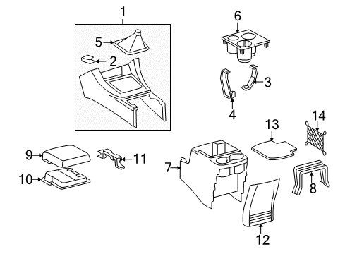 2012 Toyota Tacoma Console Cup Holder Diagram for 58805-04020