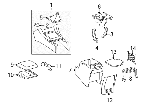 2008 Toyota Tacoma Console Front Console Mount Bracket Diagram for 58991-AD010