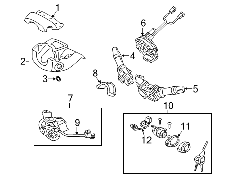 2012 Hyundai Sonata Shroud, Switches & Levers Key Sub Set-Steering Lock Diagram for 81900-3SA00