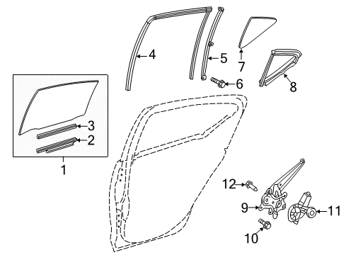 2013 Toyota Prius C Rear Door Window Regulator Diagram for 69804-52131