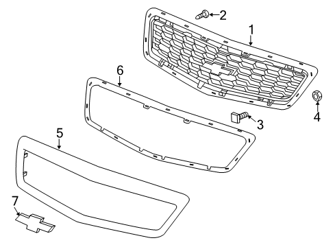 2017 Chevrolet Caprice Grille & Components Grille Nut Diagram for 11076993