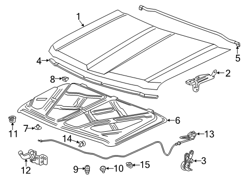 2015 Chevrolet Silverado 1500 Hood & Components Lock Assembly Diagram for 22797521