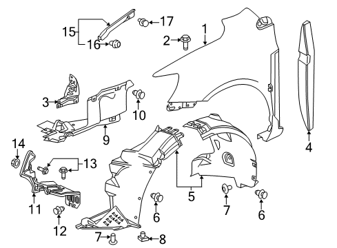 2014 Chevrolet Sonic Fender & Components Fender Liner Diagram for 95364918