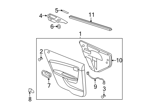 2008 Chevrolet Malibu Rear Door Handle Asm-Rear Side Door Inside *Chrome A Diagram for 20858152