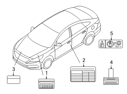 2019 Hyundai Sonata Information Labels Label-Refrigerant Diagram for 97699-E6000
